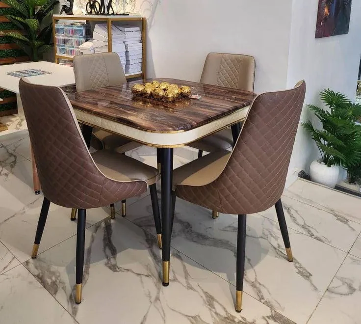 Aura Luxe 4-Seater Dining Set with 4 Seater Dining Tables at Desk and Decor