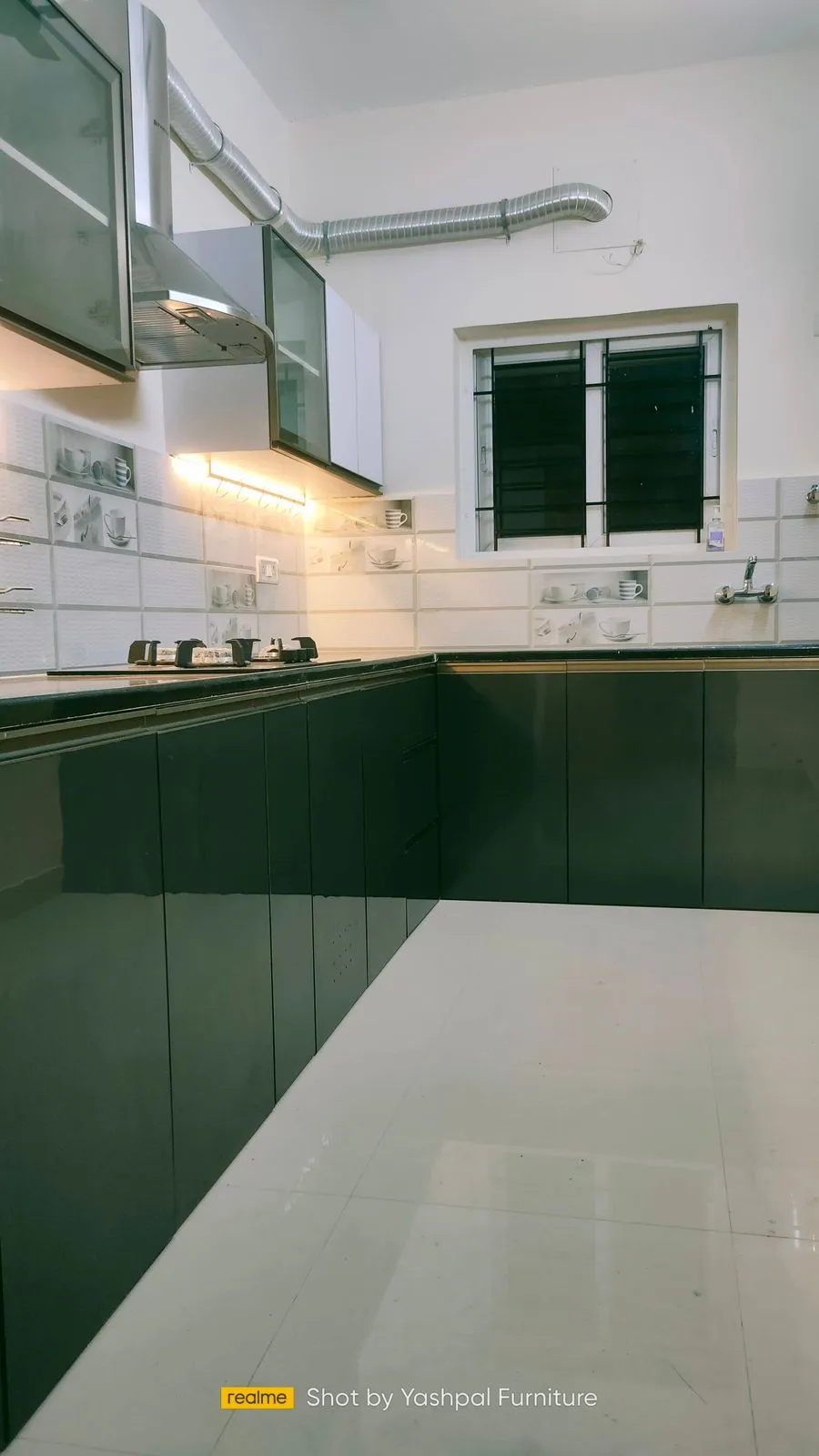 L-Shaped Modular Kitchen with Modular Kitchen at Deskanddecor