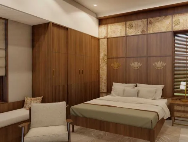 Master Bedroom with Wardrobe & Bed Backwall with Modern Bedroom at Deskanddecor