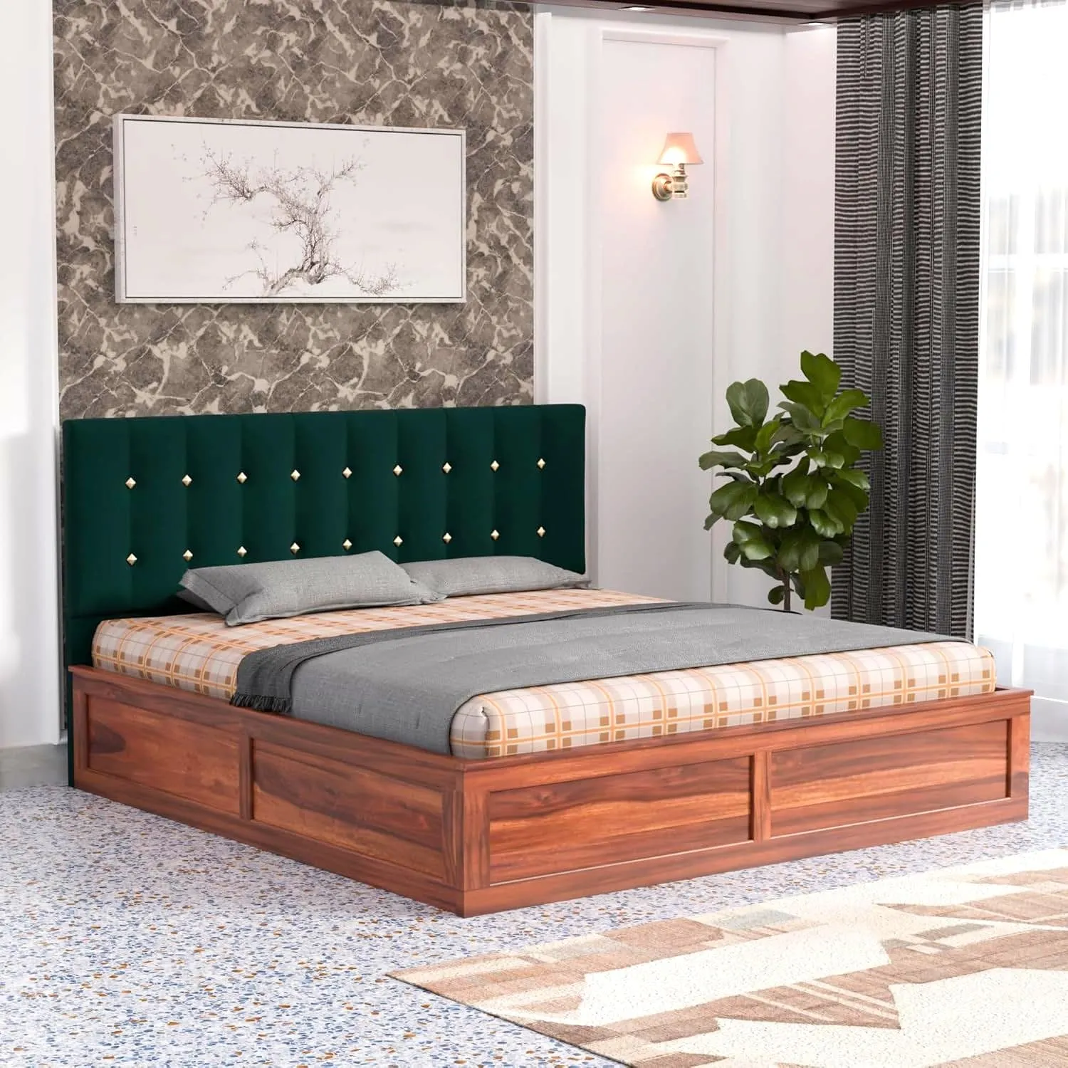 Wood King Size Bed with Storage Box with King Size Beds at Deskanddecor