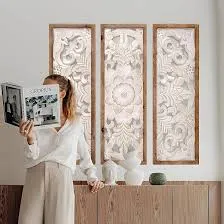 Elegance Wooden Wall Panel Set with Wall Art at Deskanddecor